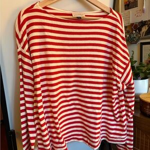 Universal Thread Red and White Striped Boat Neck Shirt